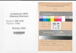Entnazifizierung Peter Breunig , geb. 03.11.1878 (Betriebsmeister)