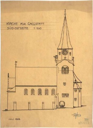 Fischer, Theodor; Gaggstatt; Ev. Kirche - Süd-Ostseite (Ansicht)