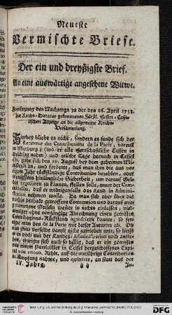 Der ein und dreyßigste Brief