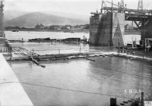 Baustelle Wehr Wieblingen Hochwasser