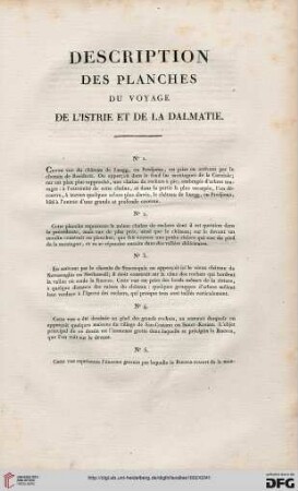 Description des planches du voyage de l’Istrie et de la Dalmatie
