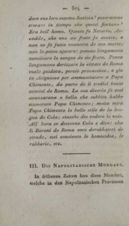 III. Die Napolitanische Mundart