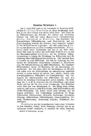 Nachruf : Schulrat Wehrhahn