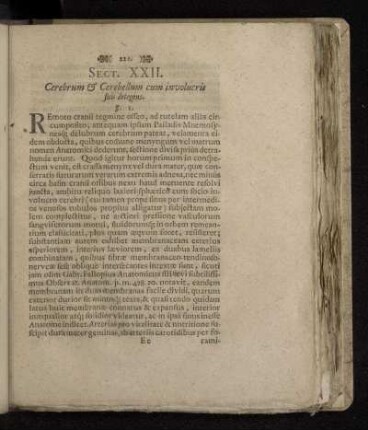 Sect. XXII. Cerebrum & Cerebellum cum involucris suis detegens.