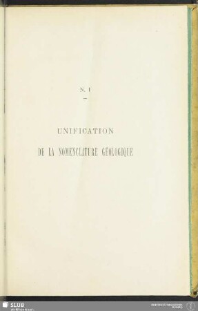 N. I. Unification de la nomenclature géologique