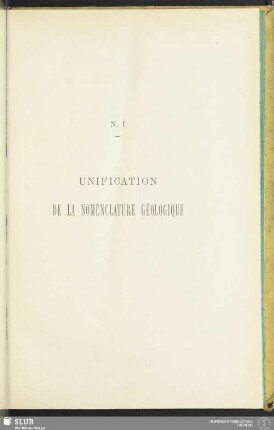 N. I. Unification de la nomenclature géologique
