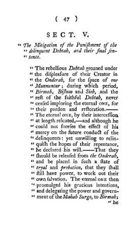Sect. V. The Mitigation of the Punishment of the delinquent Debtah, and their final sentence.