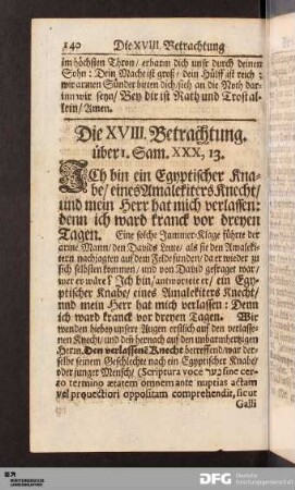Die XVIII. Betrachtung. über I. Sam. XXX, 13.