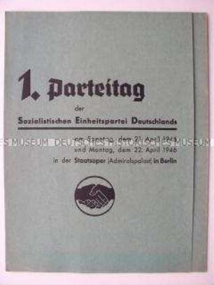 Delegiertenmappe (ohne Inhalt) zum 1. Parteitag der SED (Vereinigungsparteitag)