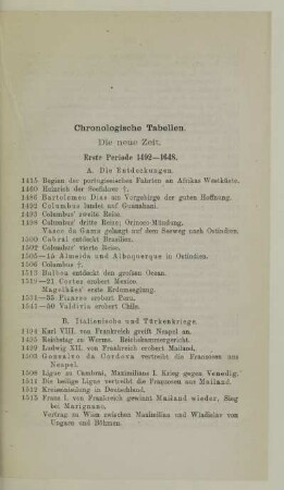 Chronologische Tabellen