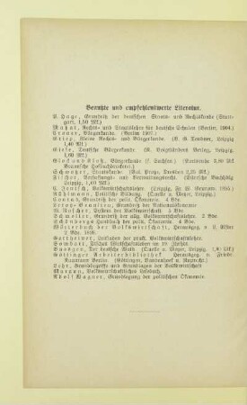 Benutzte und empfehlenswerte Literatur