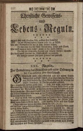Christliche Gewissens- und Lebens-Reguln.