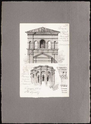 Reiseskizzen aus Italien: Bologna: San Domenico (Perspektivische Ansicht Chor, Ansicht einer Kapelle, Details)