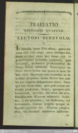 Praefatio Editionis Quartae