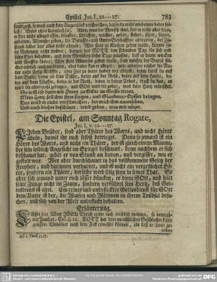 Die Epistel, am Sonntag Rogate, Jac. I, v. 22-27