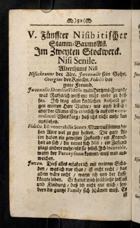82-93, V. Fünffter Nisibitischer Stamm-Baums Ast. Im Zweyten Stockwerck. Nisi Senile. VI. Sechster Nisibitischer Stamm-Baums Ast. Im Zweyten Stockwerck. Nisi Juvenile.