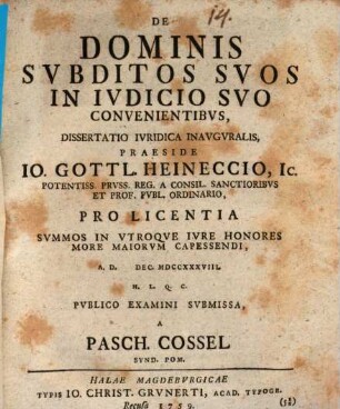 De dominis subditos suos in iudicio suo convenientibus