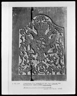 Druckstock für Lederdruck mit bayrischem Wappen vom Reichsadler umschlossen