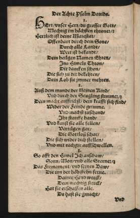 Der Achte Psalm Dauids. ||