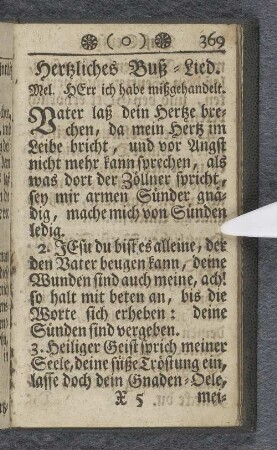 Hertzliches Buß-Lied.