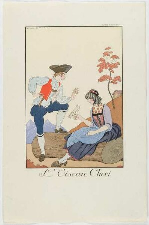 "L'Oiseau Cheri", aus dem Mode-Almanach "Falbalas et Fanfreluches 1922"