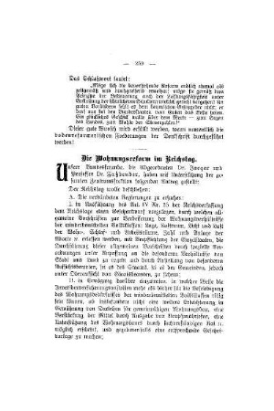 Die Wohnungsreform im Reichstag