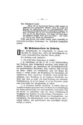 Die Wohnungsreform im Reichstag