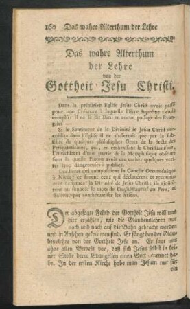 Das wahre Alterthum der Lehre von der Gottheit Jesu Christi.