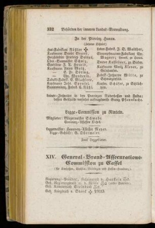 XIV. General=Brand=Assecurations=Commission zu Cassel
