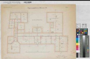 Münster (Münster) Regierungsgebäude (Inventarzeichnung) Blatt 7 Grundriß Dachgeschoß 1890 1 : 100 50 x 68 Lithographie: Bogdan Gisevius, Berlin Niermann; Butz KSM Nr. 1310,25