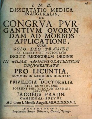 Diss. med. inaug. de congrua purgantium quorundam ad morbos applicatione