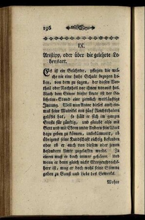 IX. Aristipp, oder über die gelehrte Lebensart.