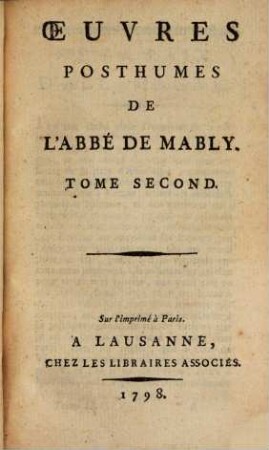 Oeuvres Posthumes De L'Abbé De Mably, 2