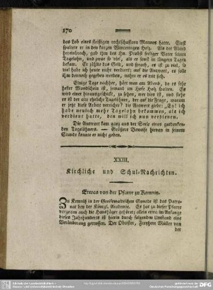 XXIII. Kirchliche und Schul-Nachrichten