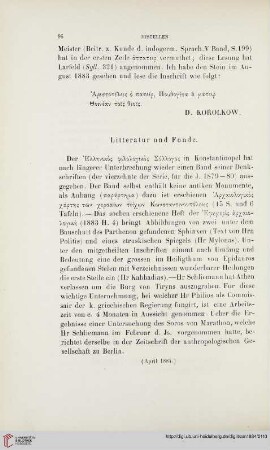 Litteratur und Funde