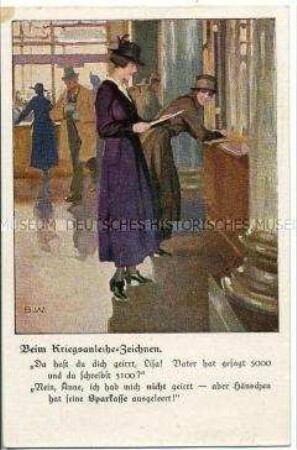 Postkarte mit Werbung für Kriegsanleihen