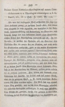 543-549 [Rezension] Rieff, Leonhard, Primae Lineae historico-theologicae ad usum Canditatorum ss. Theologiae