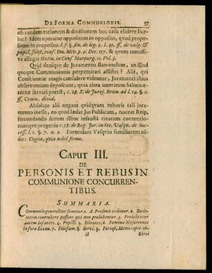 Caput III. De Personis Et Rebus In Communione Concurrentibus.