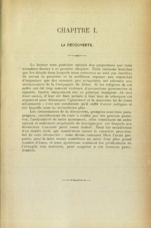 Chapitre I. La découverte