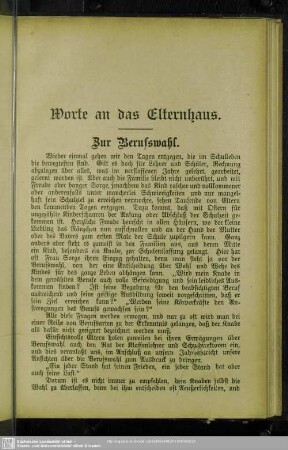 Worte an das Elternhaus