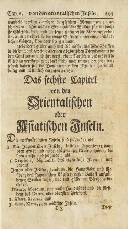 Das sechste Capitel. von den Orientalischen oder Asiatischen Inseln
