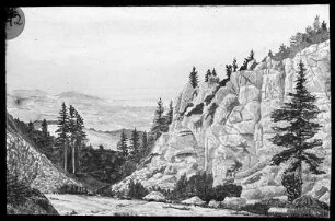 Granitfelsen bei Lautenbach nahe Gernsbach mit Blick auf die Rheinebene
