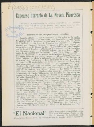 Concurso literario de La Novela Picaresca