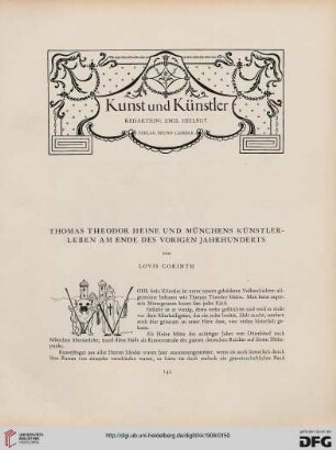 Thomas Theodor Heine und Münchens Künstlerleben am Ende des vorigen Jahrhunderts