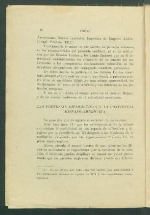 Las cortensías diplomáticas y la consciencia hispano-americana