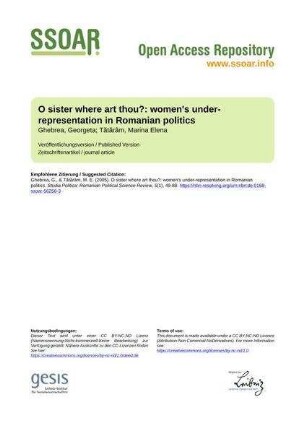 O sister where art thou?: women's under-representation in Romanian politics