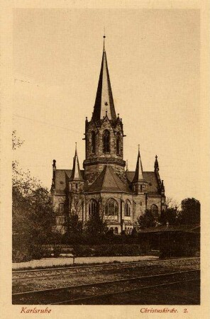 Postkartenalbum mit Motiven von Karlsruhe. "Karlsruhe. Christuskirche"