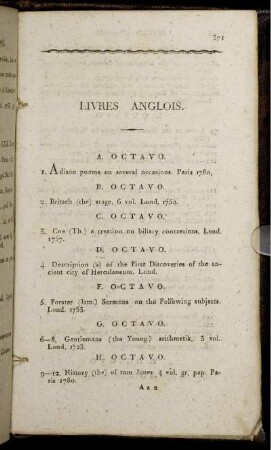 Livres Anglois.