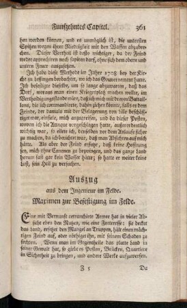 Auszug aus dem Ingenieur im Felde. Maximen zur Befestigung im Felde