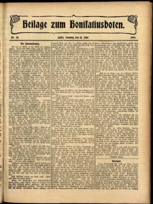 Zweite Ausgabe vom Sonntag, den 14. Juni 1908.